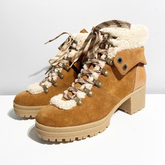 See by Chloé Women's Eileen Shearling Hiking Boots Sie 39 - Picture 3 of 9